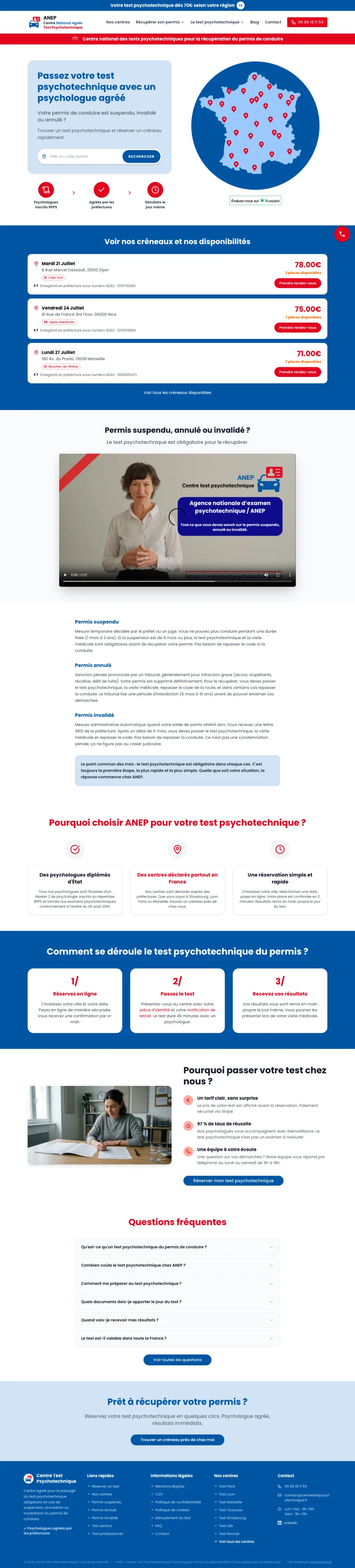 Accueil de la plateforme ANEP Centre Test Psychotechnique