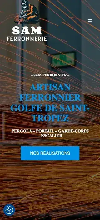 Site vitrine responsive Sam Ferronnerie, artisan ferronnier — réalisé par Victoire Digital