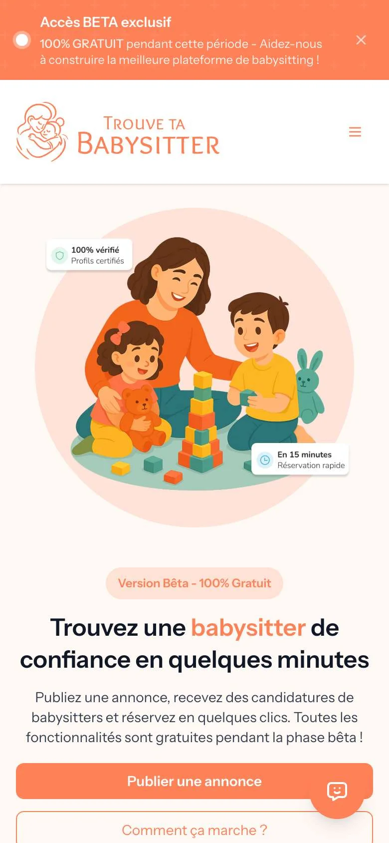 Trouve ta Babysitter - Version mobile